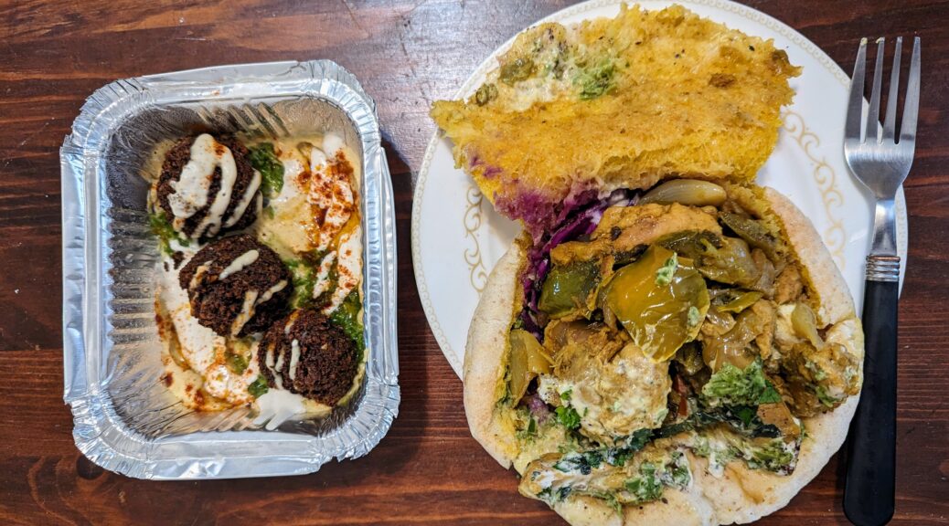 TESFA Falafel plate and Chicken Sandwich